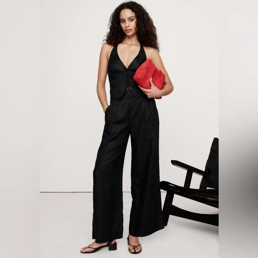 NWT Banana Republic Black Wide-Leg Pants